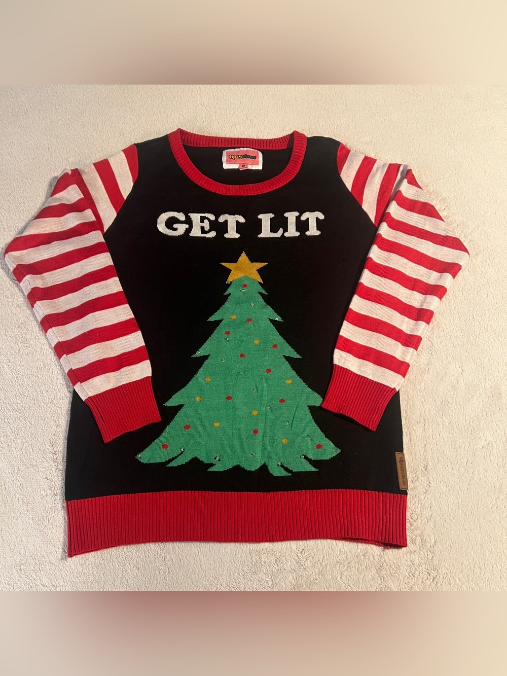 Tipsy Elves Get Lit Ugly Christmas Tree Sweater Light Up Medium